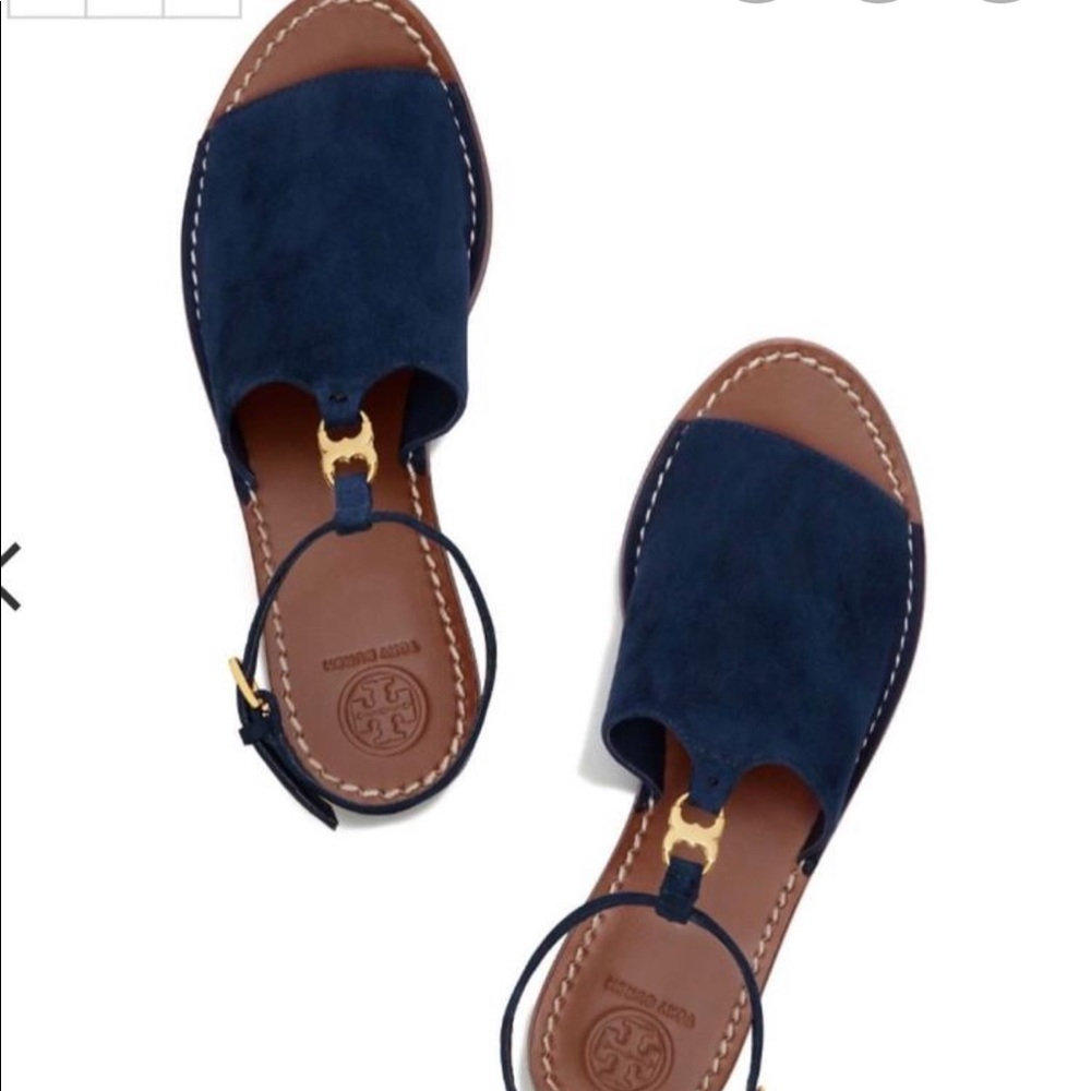 Tory Burch Navy Suede Gemini sandal, 9.5